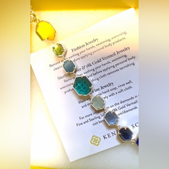 NWT Kendra Scott Darrell Necklace Ombré Stones Yellow Gold STUNNING & Amazing! - Picture 4 of 17